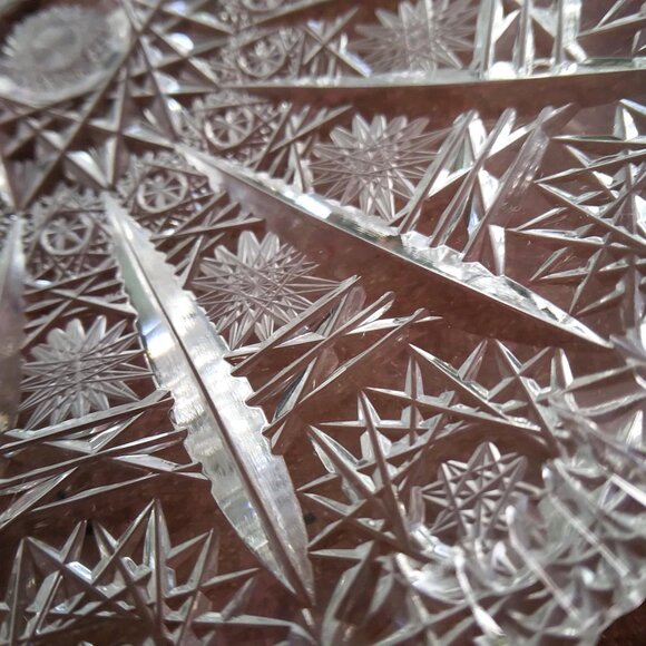 3 Vintage American Brilliant Hand Cut Crystal Lace and Hobstar Trinket Dishes - Picture 10 of 13